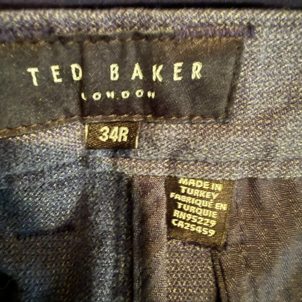 Ted Baker Chino Trouser Dress Pants Men's 34R Blue Preppy Minimalist Formal Work